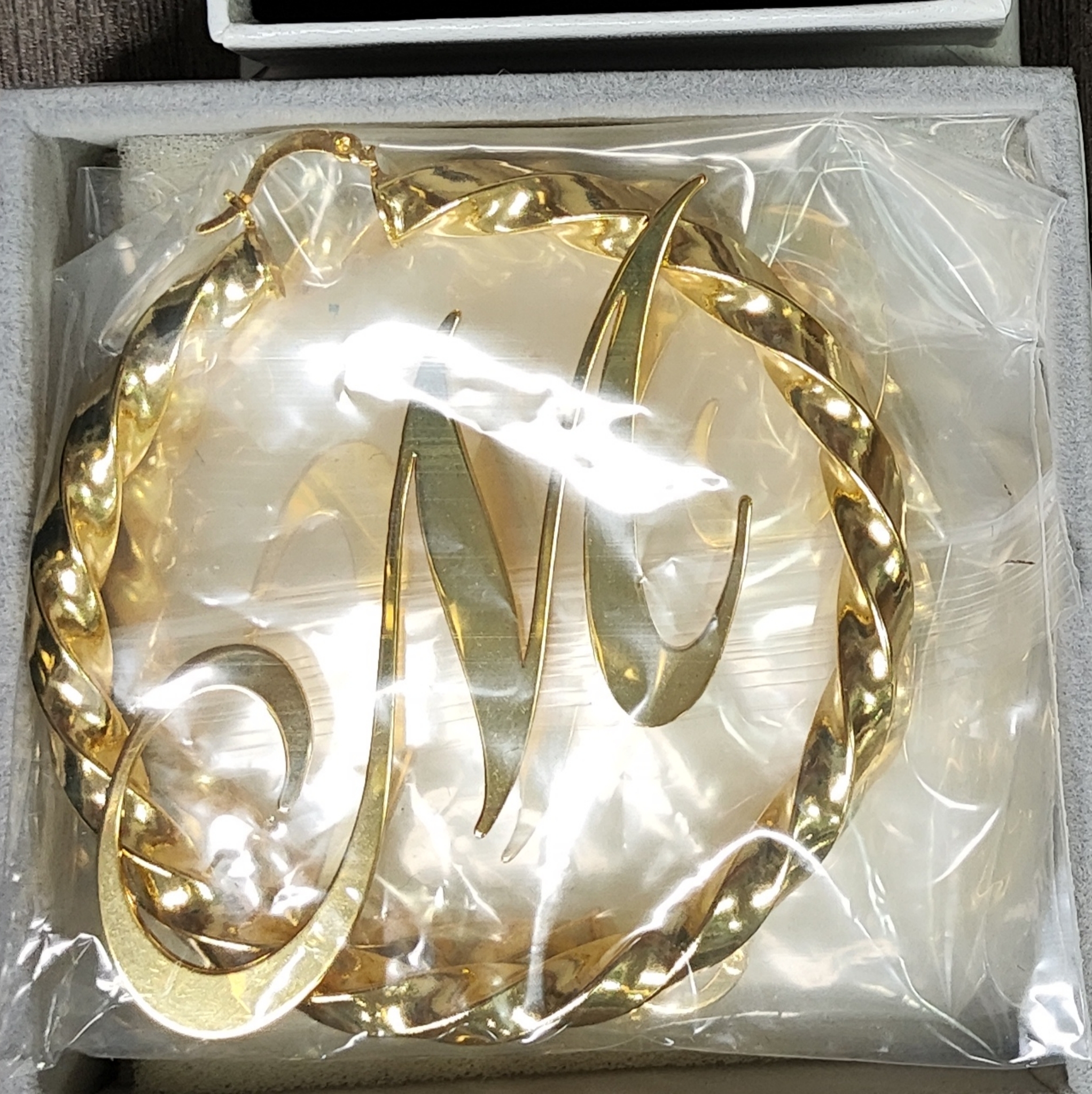 70mm Personalized Gold Plated Big Letter Initial Earrings Large Hoop Earrings
