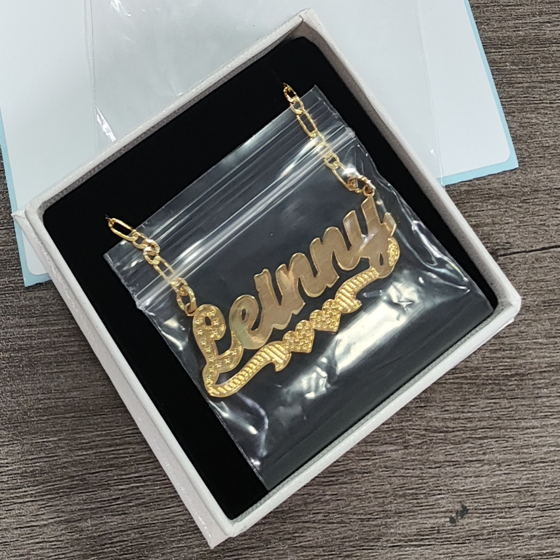 Diamond Cut Two Hearts Personalized Name Necklace