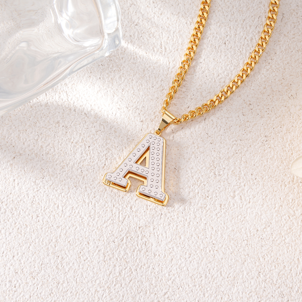 Double Layer Two Tone Letter Necklace Personalized Initial Necklace