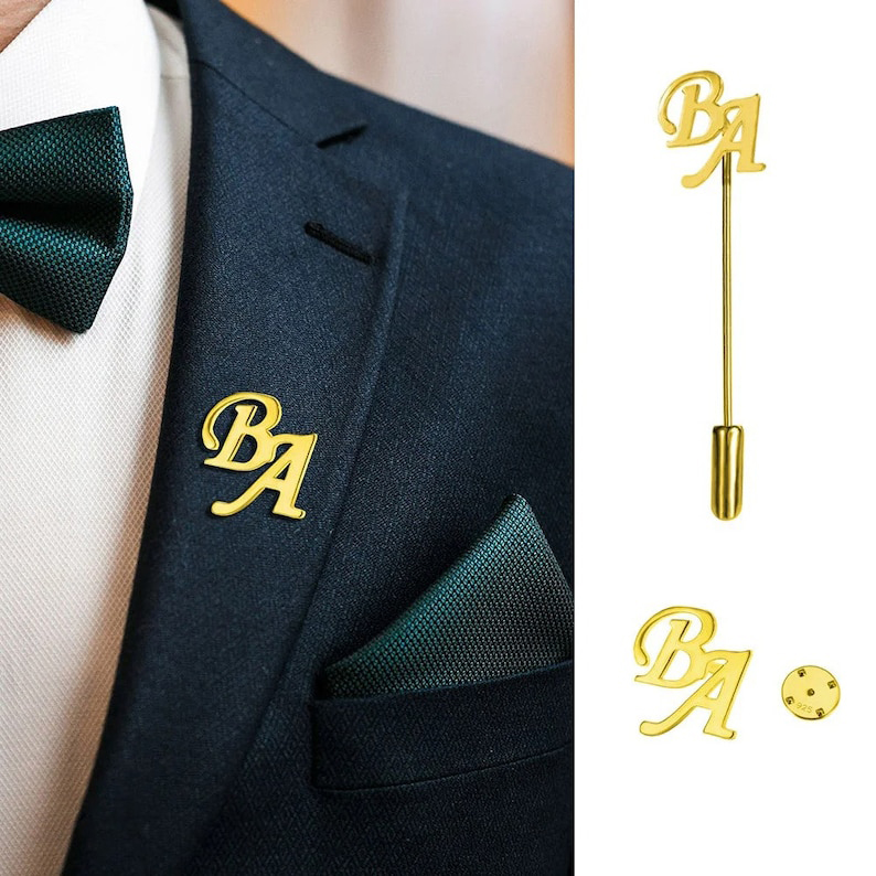 Custom Initial Name Lapel Pin Gift for Men Brooch Pin