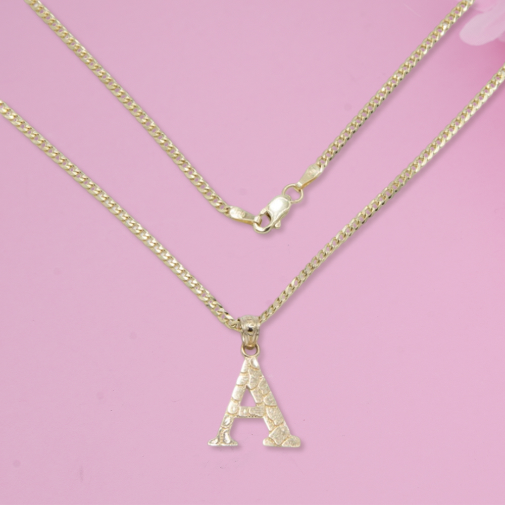 Personalized Nugget Initial Letter Pendant Necklace