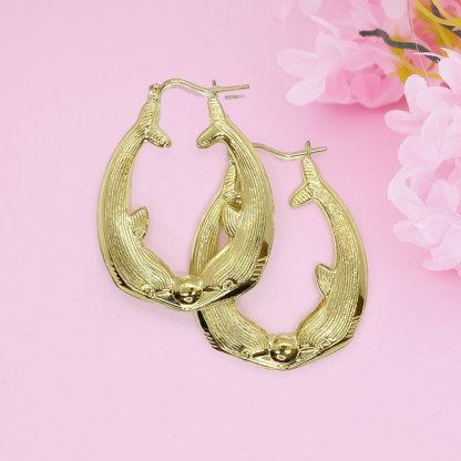 Dolphin Hoop Earrings Gold Plated Earrings