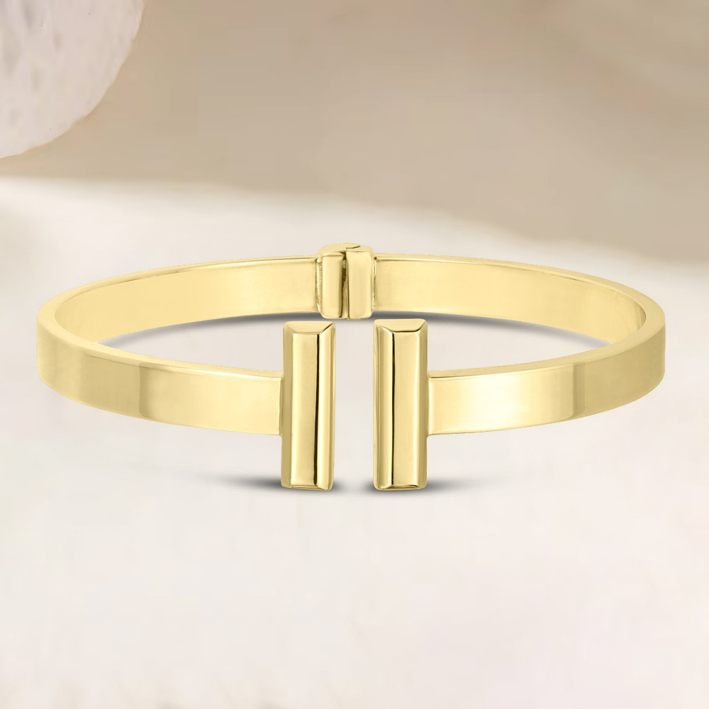 6mm Shiny Bar Cuff Bangle Gold Plated Bracelet