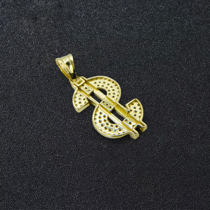 Money Dollar Sign Zircon Pendant Necklace