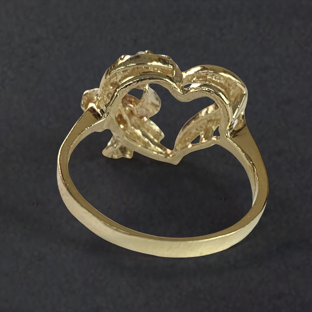 Ribbon Sparkly Cubic Zirconia Heart Ring with Engraved Text