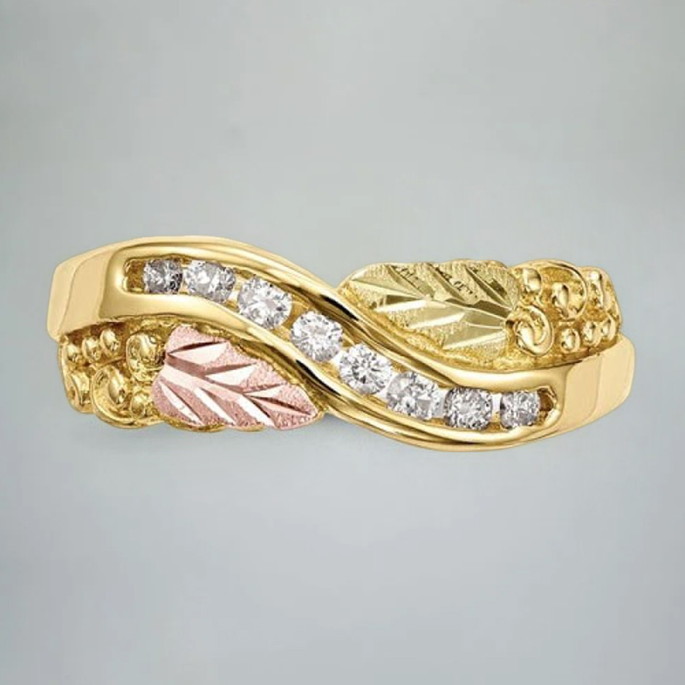 Tri-Color Gold Plated Diamond Ring With Engraved Text