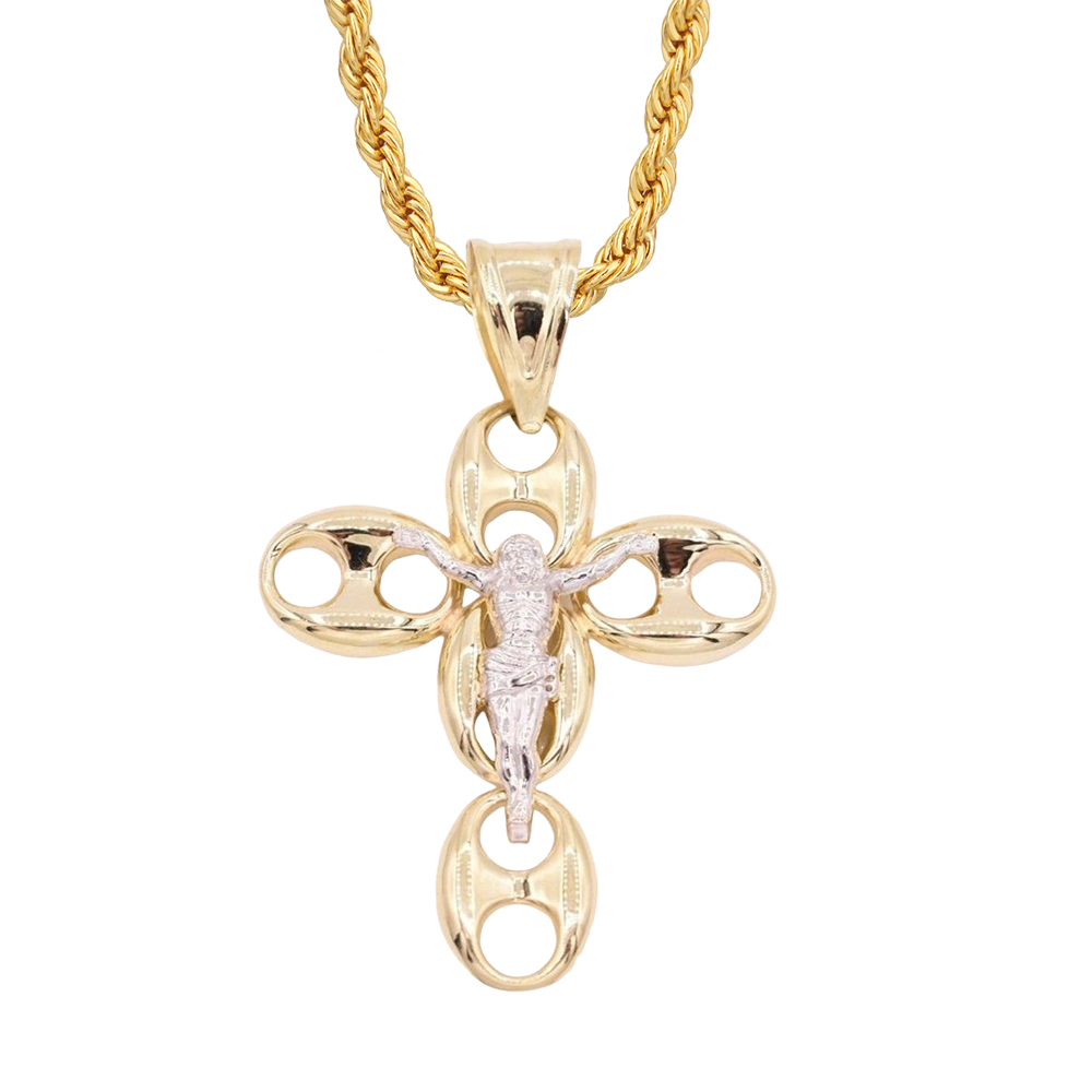 Puffed Mariner Anker Jesus Pendant Christian Necklace