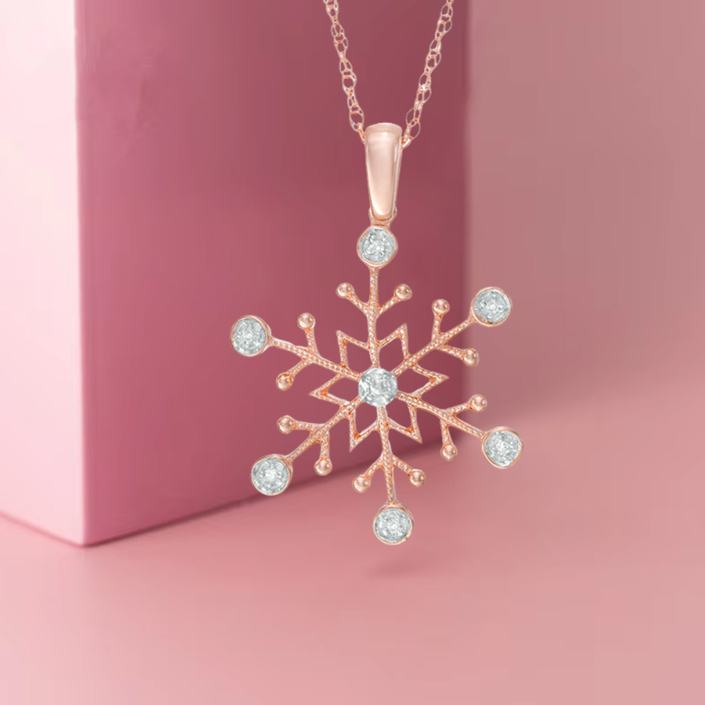 Diamond Snowflake Pendant Necklace