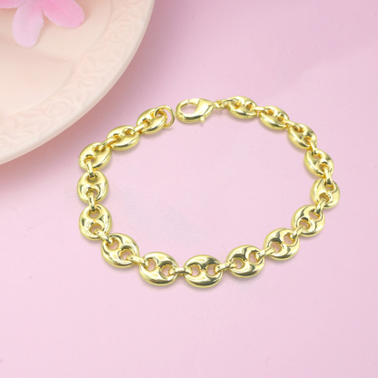 Mariner Anchor Link Chain Gold Plated Necklace Bracelet