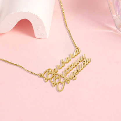 Custom Three Name Necklace Family Gifts
