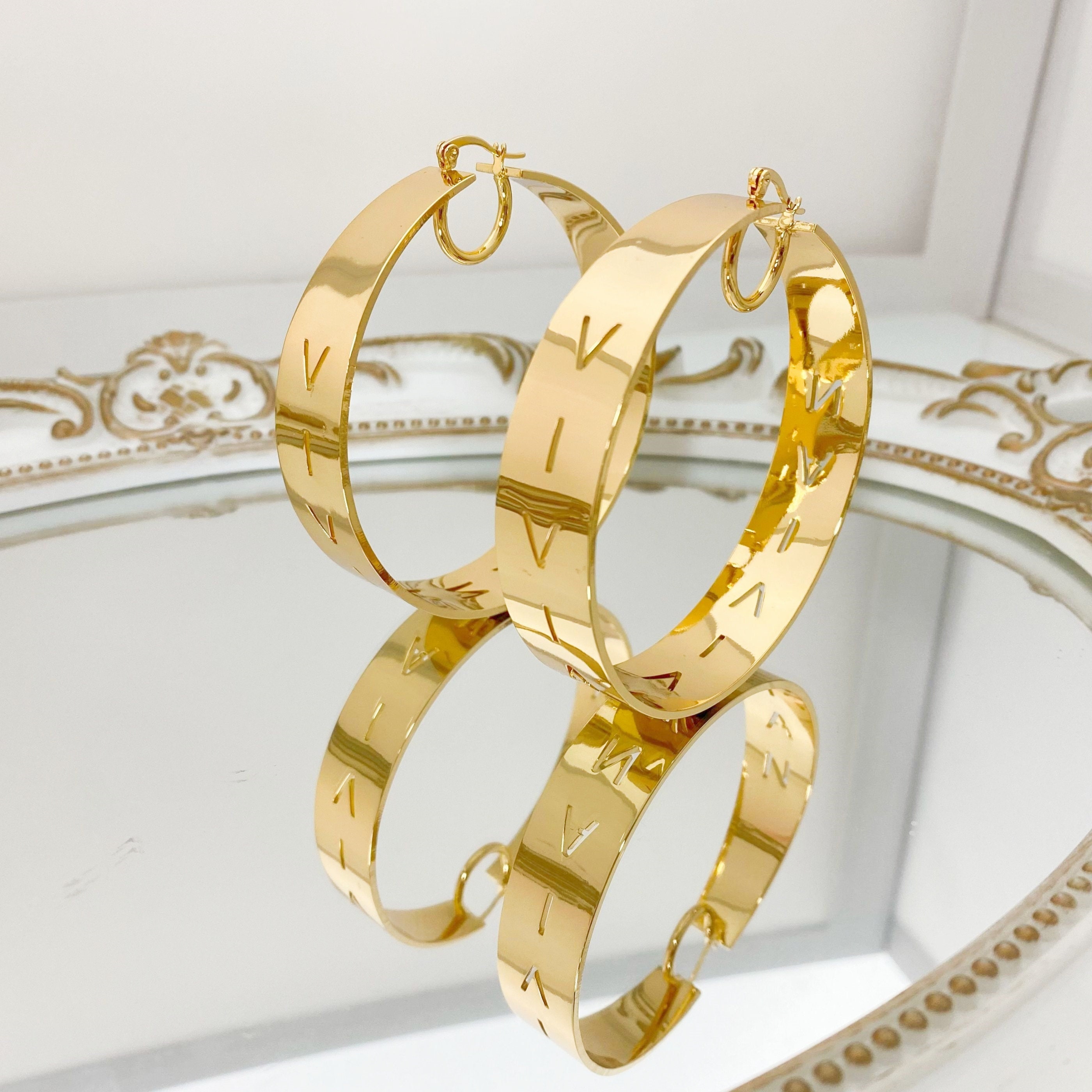 Custom Hollow Letter Hoop Earrings