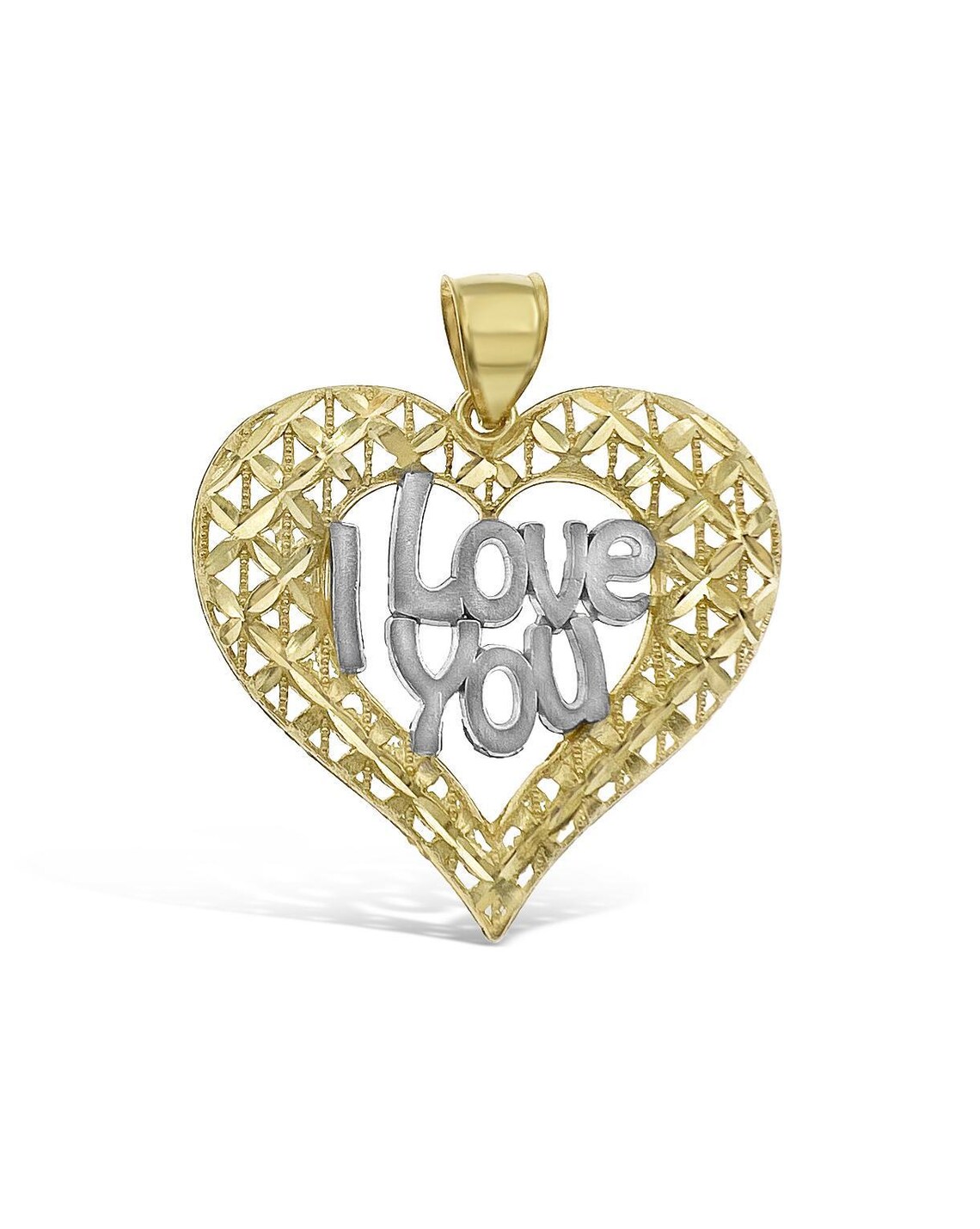 Gold Plated Heart Shape "I Love You" Pendant Necklace