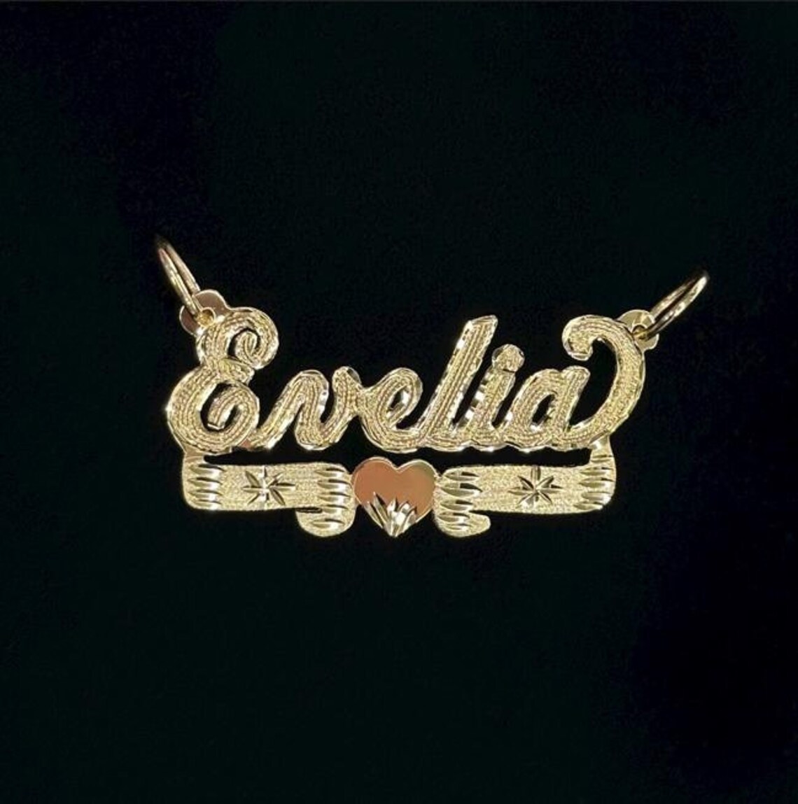 Gold Underlined Heart Personalized Handmade Name Necklace