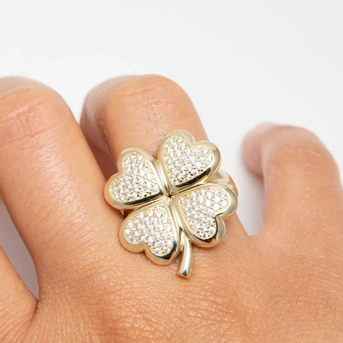 CZ Puffy Clover Luck Ring