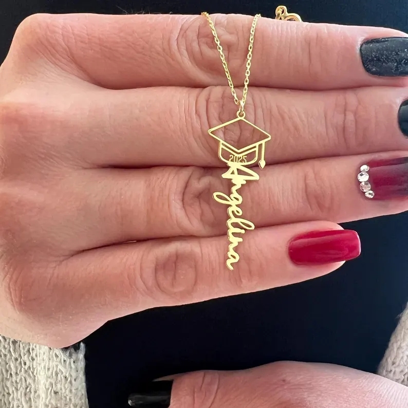 Peronalized Graduation Name and Number Pendant Necklace