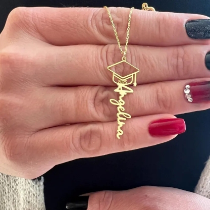 Peronalized Graduation Name and Number Pendant Necklace