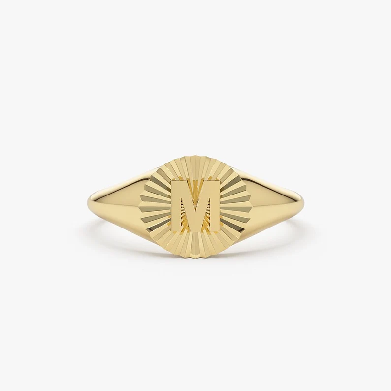 Personalized Initial Letter Ring Gold Plated Custom Ring