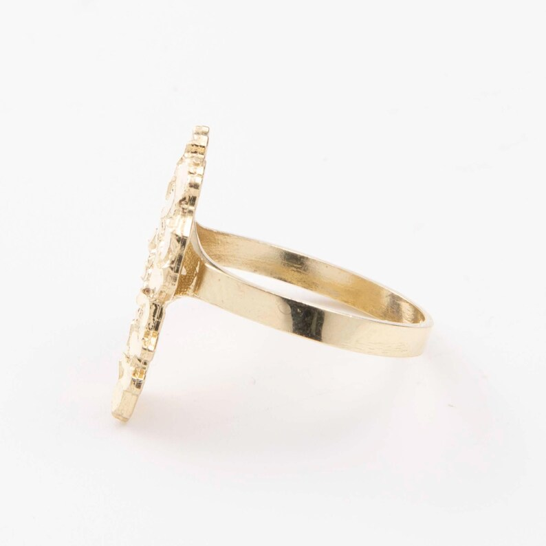 Gold Plated Diamond Cut Nugget Ring Engraved Ring