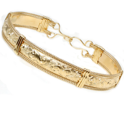 14k Gold Plated Bangle Bracelet Wire Wrap Bracelet