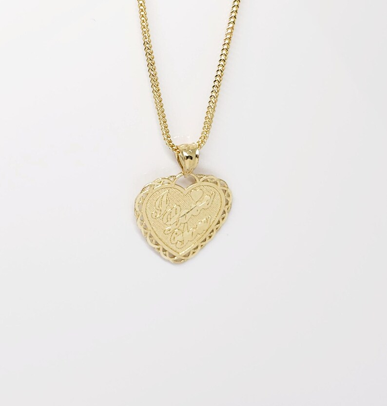 “I Love You” Engraved Love Heart Pendant Gold Plated Heart Charm Necklace