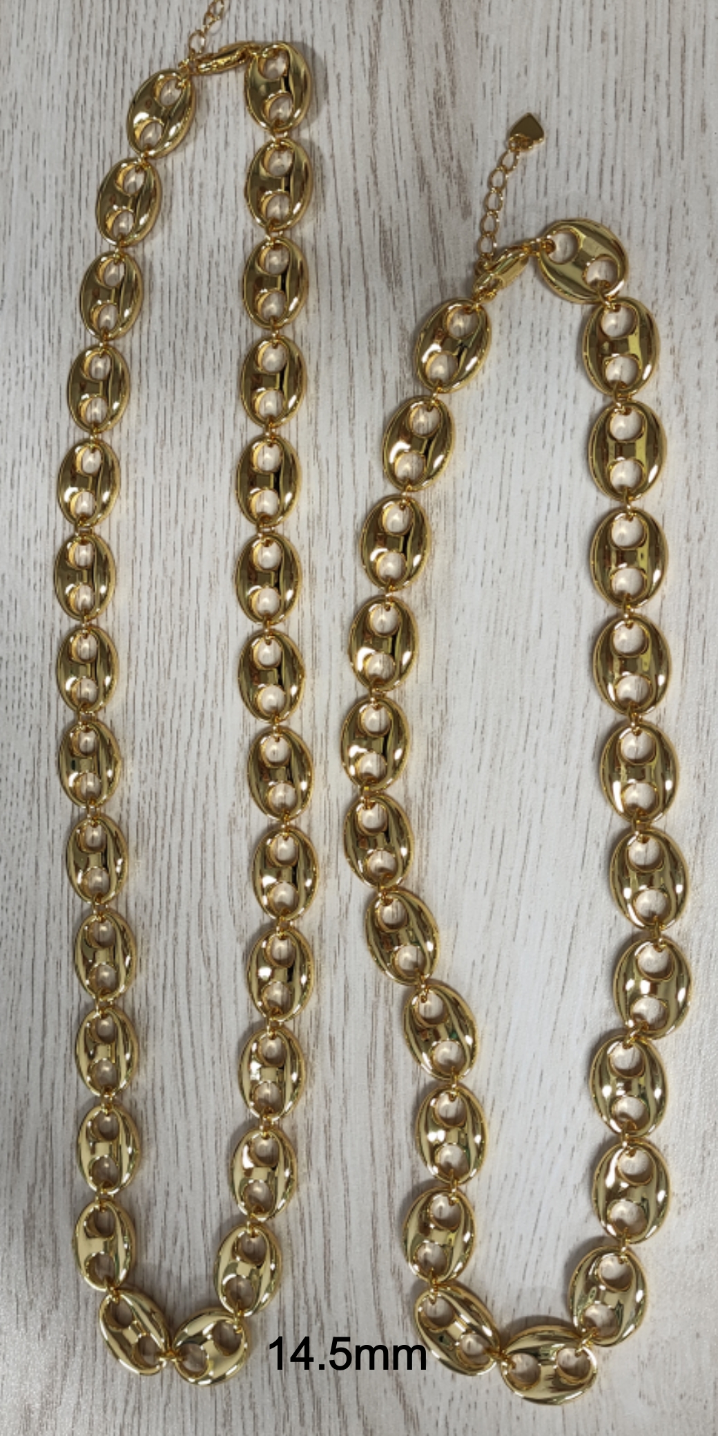 Puffed Mariner Anchor Link Chain Necklace Textured Chain Gold Plated Necklace