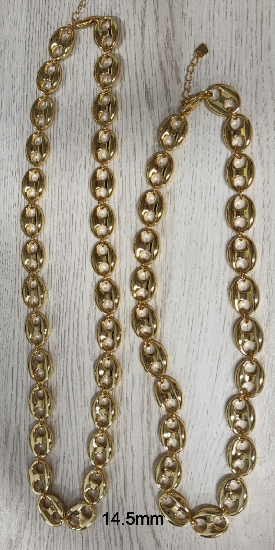 Puffed Mariner Anchor Link Chain Necklace Textured Chain Gold Plated Necklace