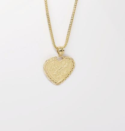 “I Love You” Engraved Love Heart Pendant Gold Plated Heart Charm Necklace