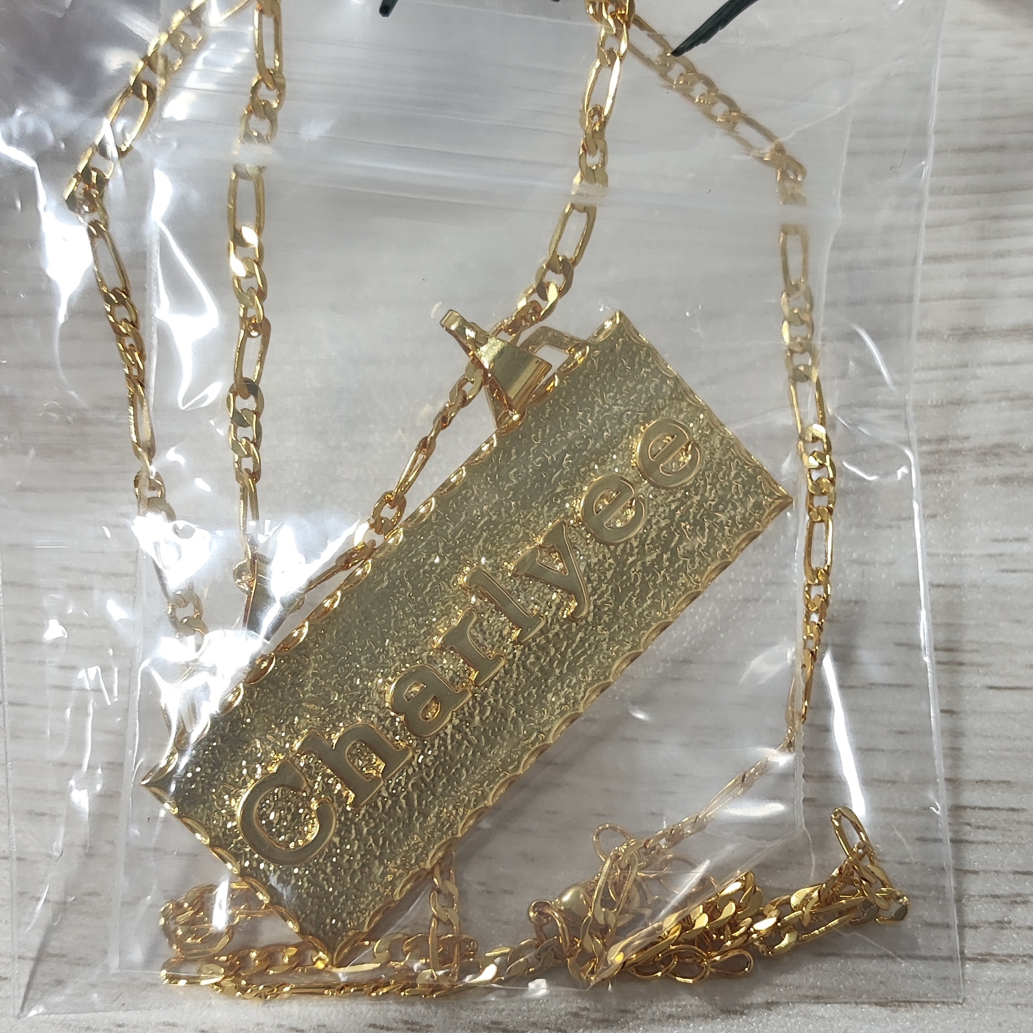 Custom Large Bar Name Necklace Gold Plated Personalized Name Necklace 