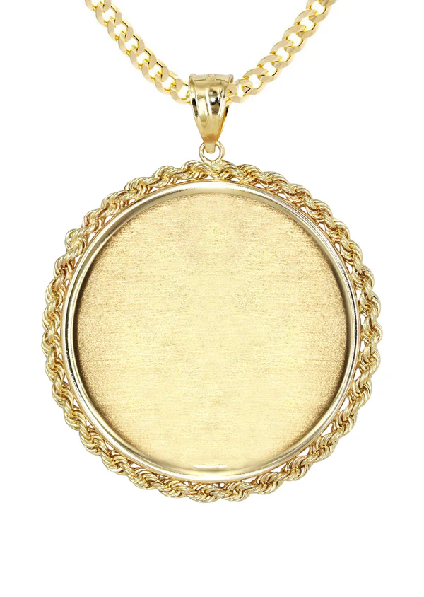 Personalized Gold Plated Round Rope Link Picture Pendant Necklace