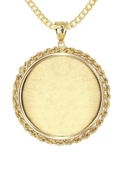 Personalized Gold Plated Round Rope Link Picture Pendant Necklace