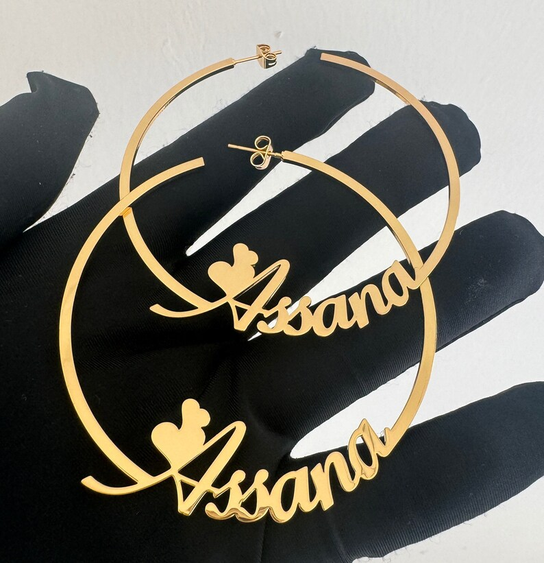 Gold Plated Personalized Hoop Name Earrings