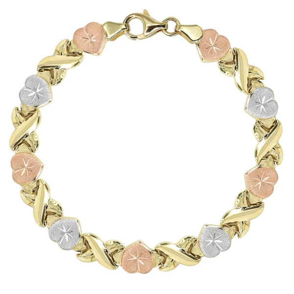 Gold Plated Tricolor XOXO Chain Bracelet