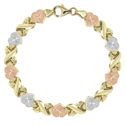 Gold Plated Tricolor XOXO Chain Bracelet