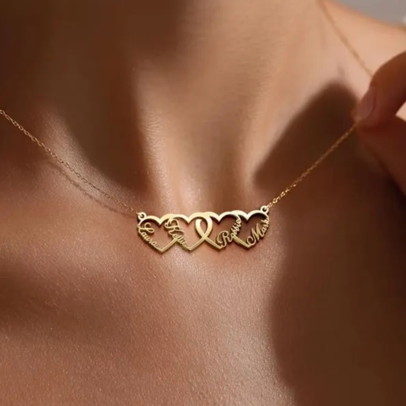 Gold Plated Multiple Name Necklace Custom Family Necklace