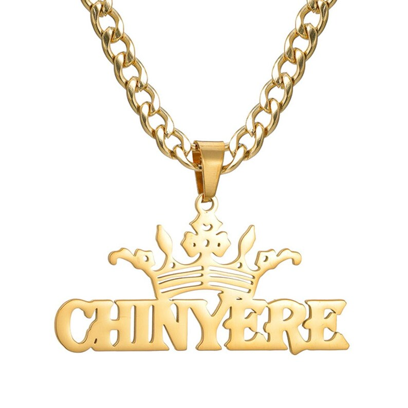 Custom Crown Nameplate Pendant Name Necklace