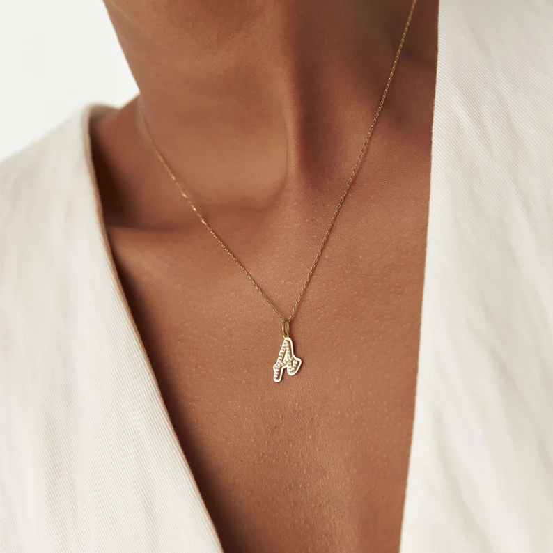 Double Layer Personalized 3D Initial Necklace