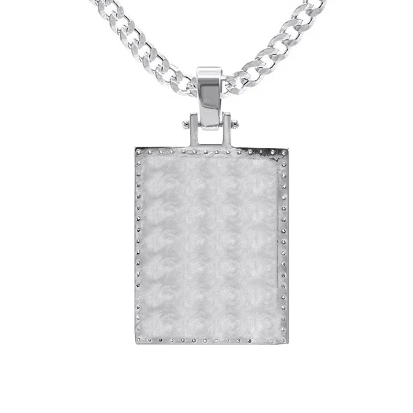 CZ Personalized Rectangle Photo Pendant Necklace