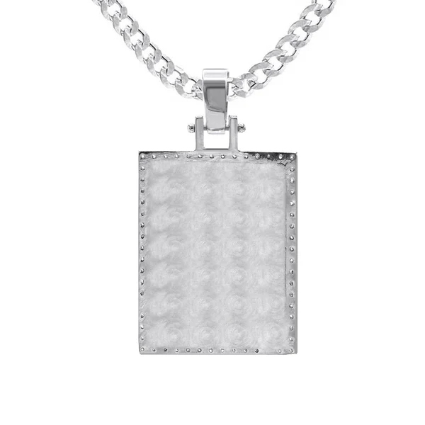 CZ Personalized Rectangle Photo Pendant Necklace
