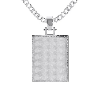 CZ Personalized Rectangle Photo Pendant Necklace
