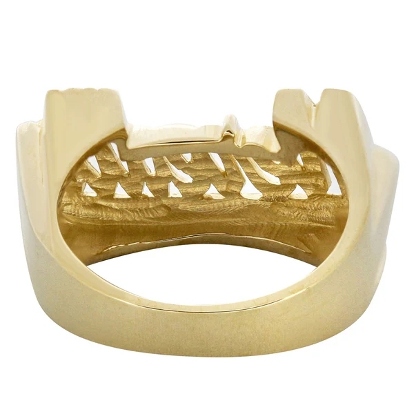 Personalized Gold Plate Name Ring with Birthstone