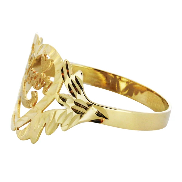 Personalized Heart Shape Nugget Ring Gold Plated Name Ring