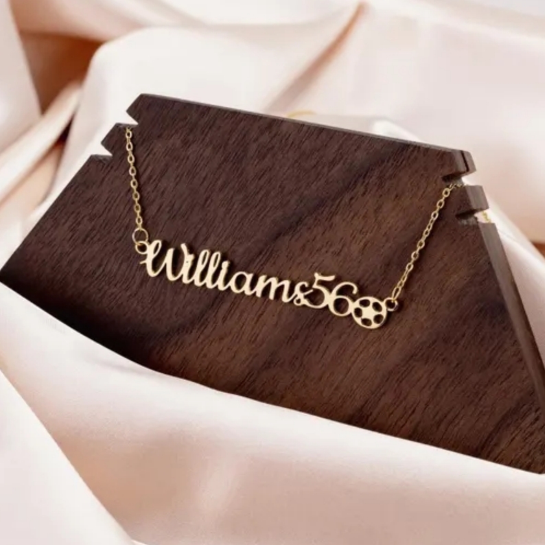 Gold Plated Personalized Football Nameplate Pendant Custom Name Necklace