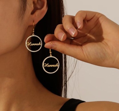 Gold Plated Hoop Earrings Personalized Name Earrings
