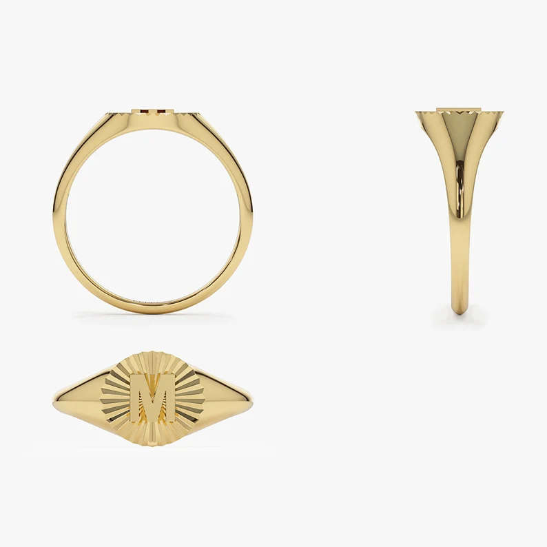Personalized Initial Letter Ring Gold Plated Custom Ring