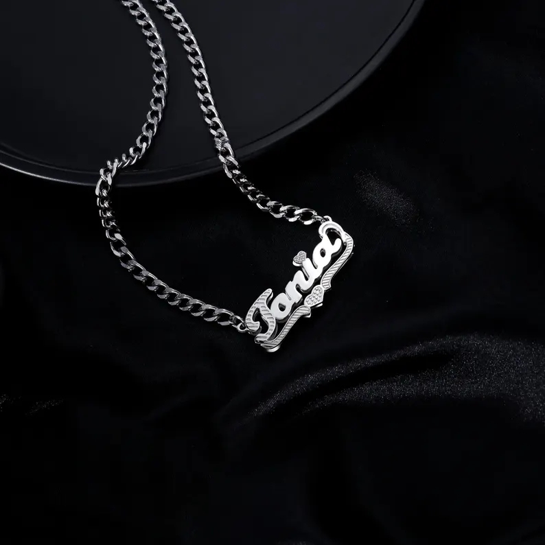 Personalized Custom Double Layer Heart Name Necklace