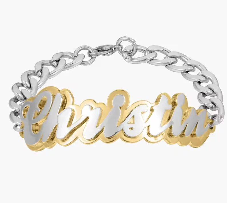 Personalized Two Tone Double Plated Name Bracelet