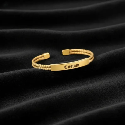 Personalized Cable Bracelet Engraved Minimalist Cuff Name Bracelet