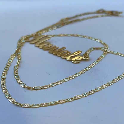 Gold Plated Personalized Custom Necklace With Tri-color Chain