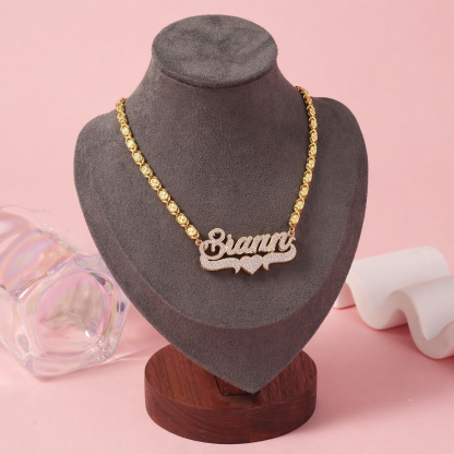 Shiny Bling Double Plated Name Necklace Personalized Custom Name Necklace With XOXO Chain