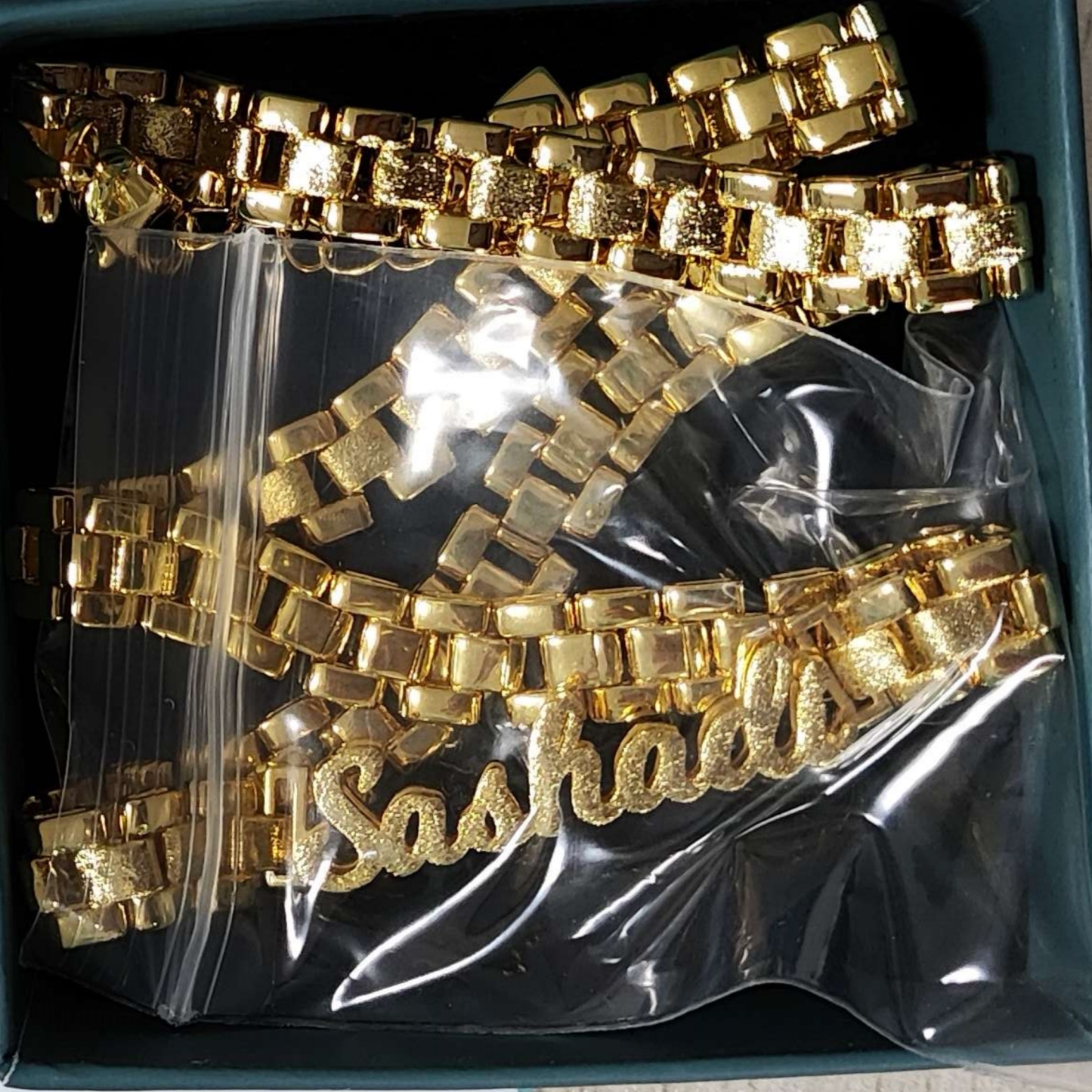 Gold Plated Custom Double Nameplate 6mm RX Style Necklace